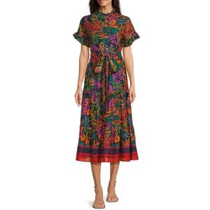 NWT J.Marine 100% Cotton Tropical Print Midi Dress